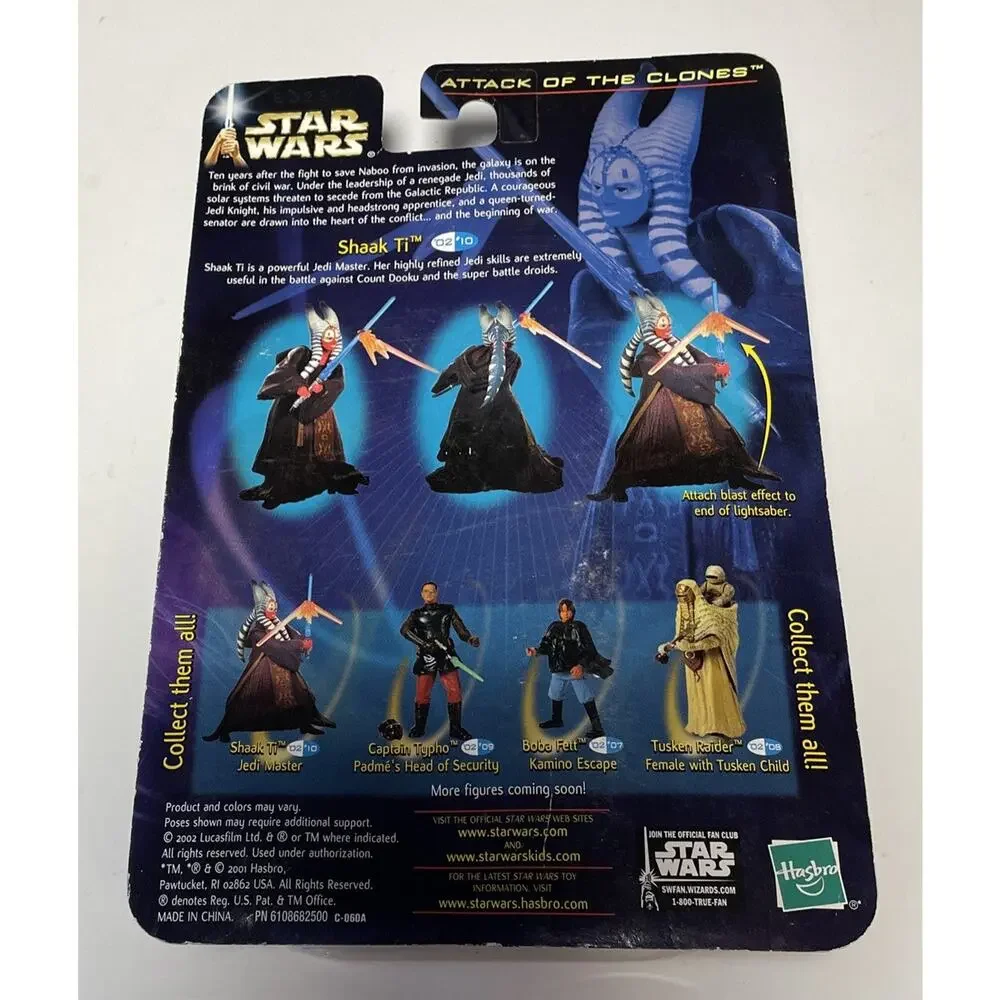 (3) Star Wars Attack of the Clones-Royal Guard-Shaak Ti-Luminara Unduli NIB 2002